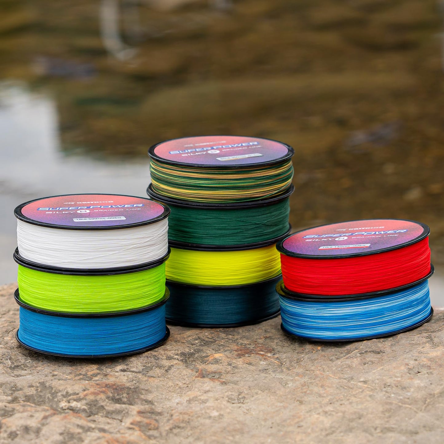 KastKing Superpower Silky8 Braided Fishing Line, Blue Camo, 8 Strands, 15 LB, 300 Yds