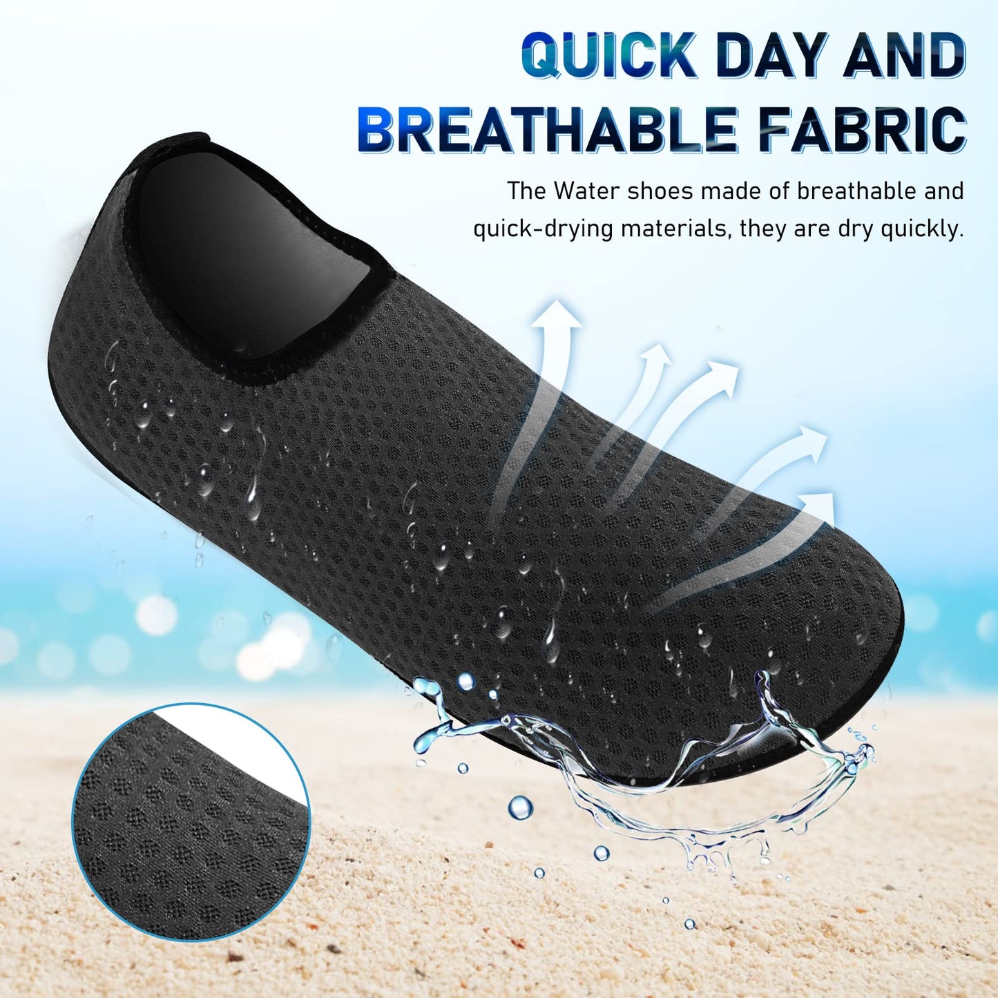 BowenBo Water Sports Barefoot Women's Men's Outdoor Beach Swimming Aqua Socks Quick-Dry Boating Fishing Diving Surfing Exercise(38-39,Circular Black)