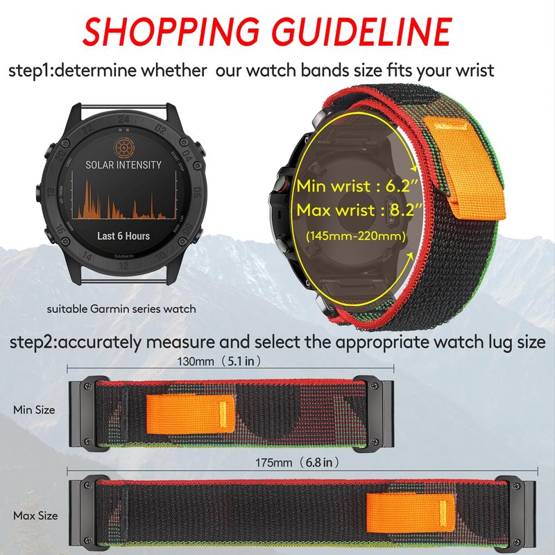 Compatible With Garmin, Trail Loop Nylon Sport Band For fēnix/Forerunner/Approach/MARQ/quatix/D2 Series Tough Replacement Band For Men