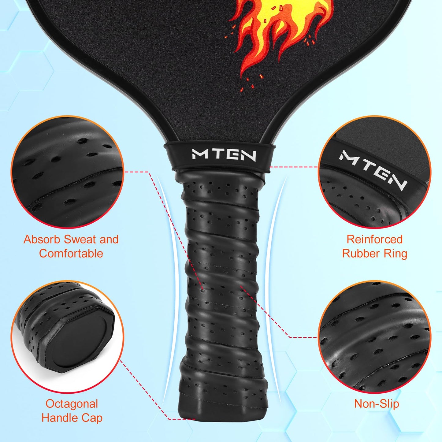 MTEN Pickleball Paddle for Kids, Fiberglass Surface Pickleball Padlles Set of 2,Child Size for Children 12 and Above, Pickleball Paddle & Drawstring Bag （Wow）