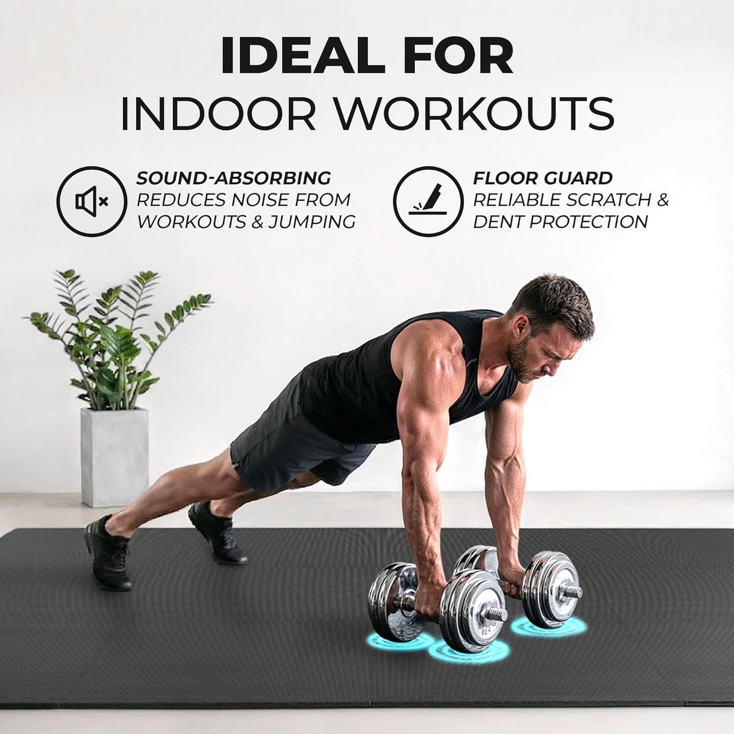 Gym Mats Set - 12 Pcs EVA Interlocking Foam Floor Tiles | 48 Sq Ft Protective Flooring for Home Workout & Exercise
