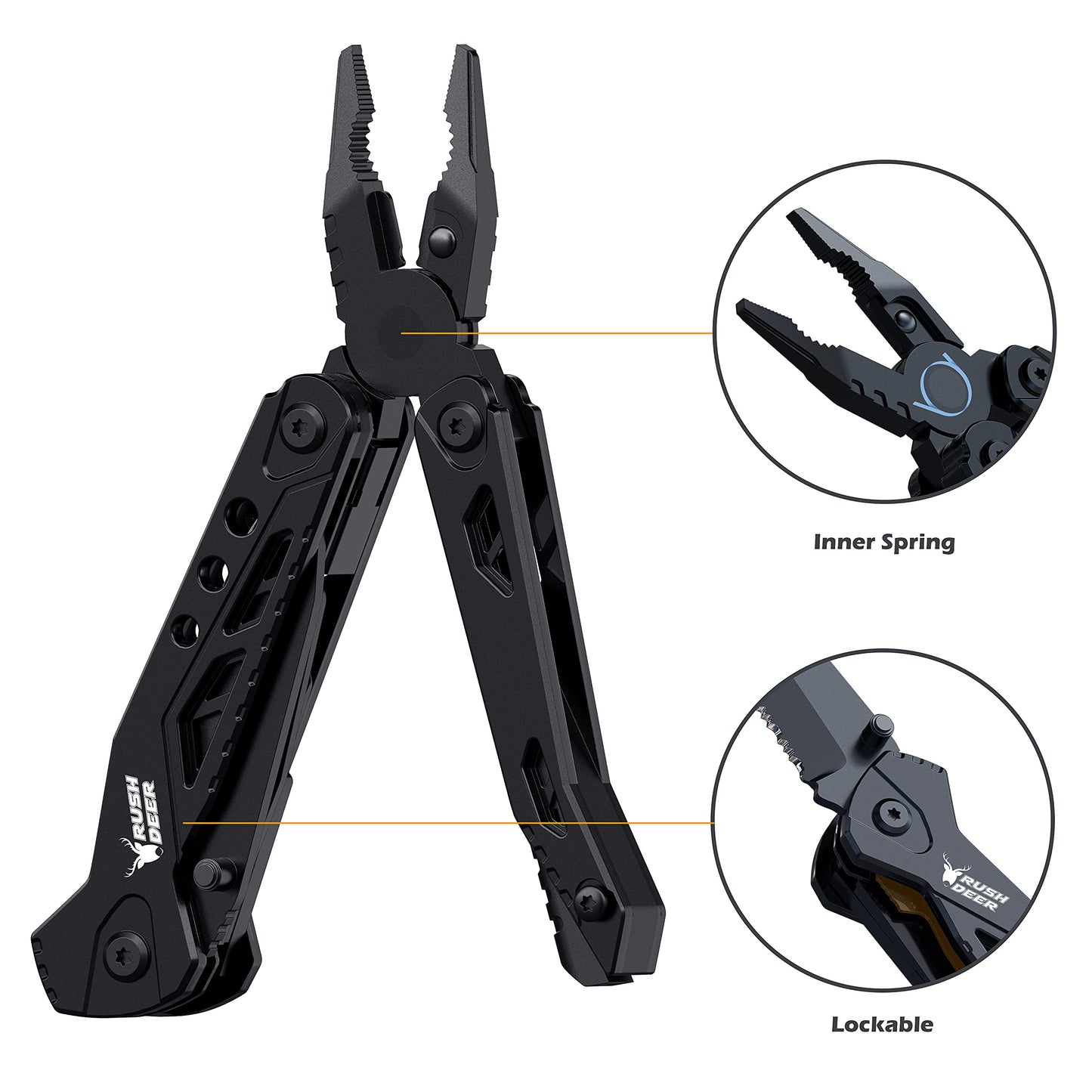 Multitool Knife Camping Survival Knife Unique Gifts for Men Dad Husband 16 in 1 Pocket Multitools Knife Pliers Screwdrivers Bottle Opener, Multi Tool Gadgets with Safety Lock Nylon Sheath