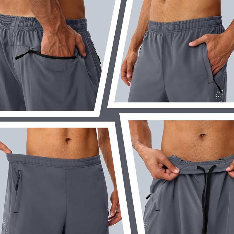 Men's Workout Shorts - 7 Inch Inseam, Lightweight & Breathable Quick Dry Athletic Shorts with Zipper Pockets