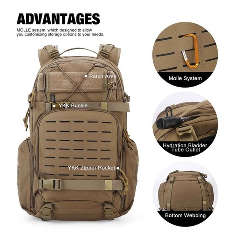 Mardingtop 35L Molle Tactical Military Backpack for Men，Cordura Backpack for Hiking,Camping,Survival