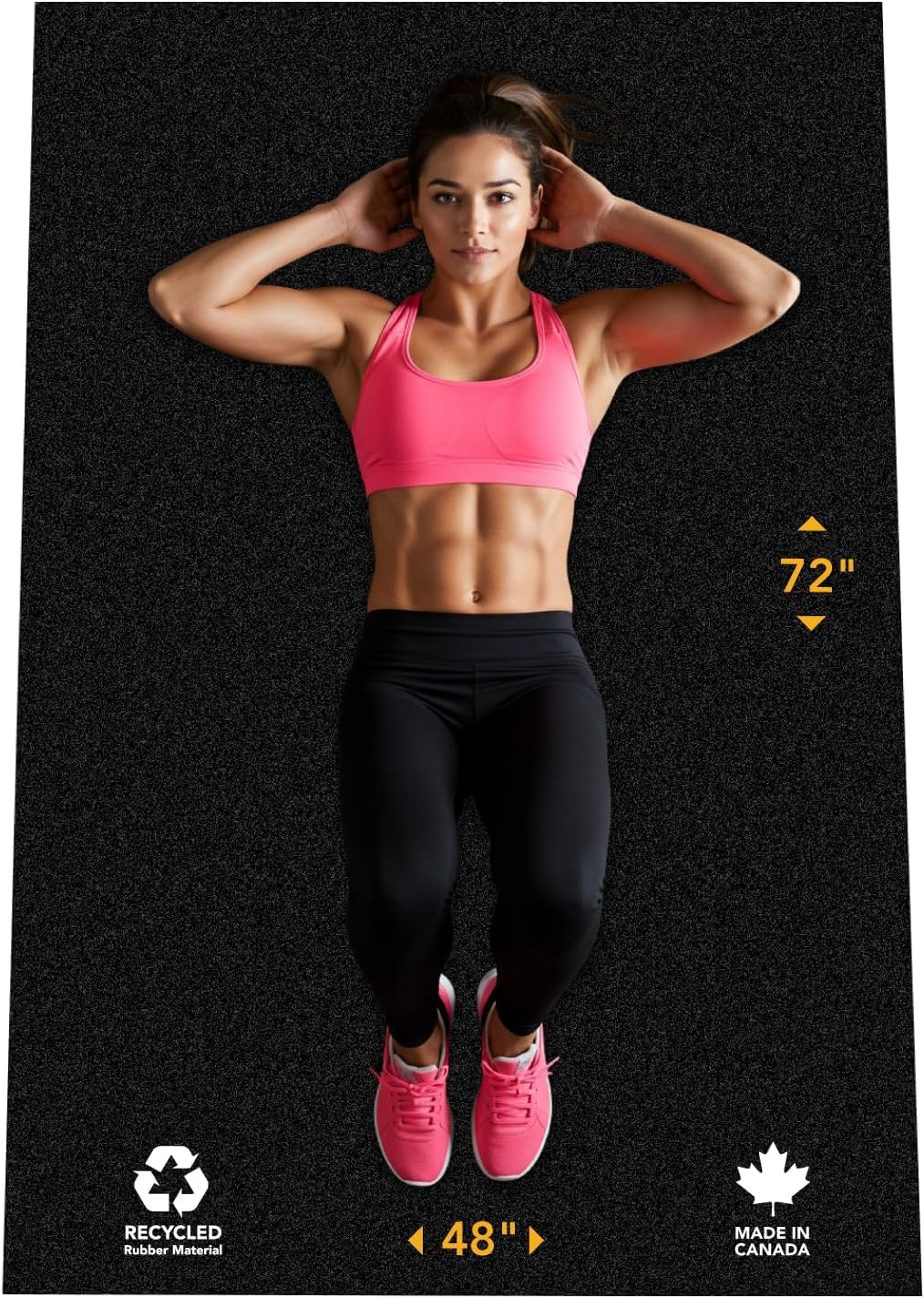 Rubber King Multi-Purpose Exercise Mat - 4' x 6' x 3mm - 100% Recycled Thick Rubber Mat for Home Gym Flooring, Non-Slip, Low-Odor Durable Workout Mat for Indoor/Outdoor, Shoe-Friendly - Black