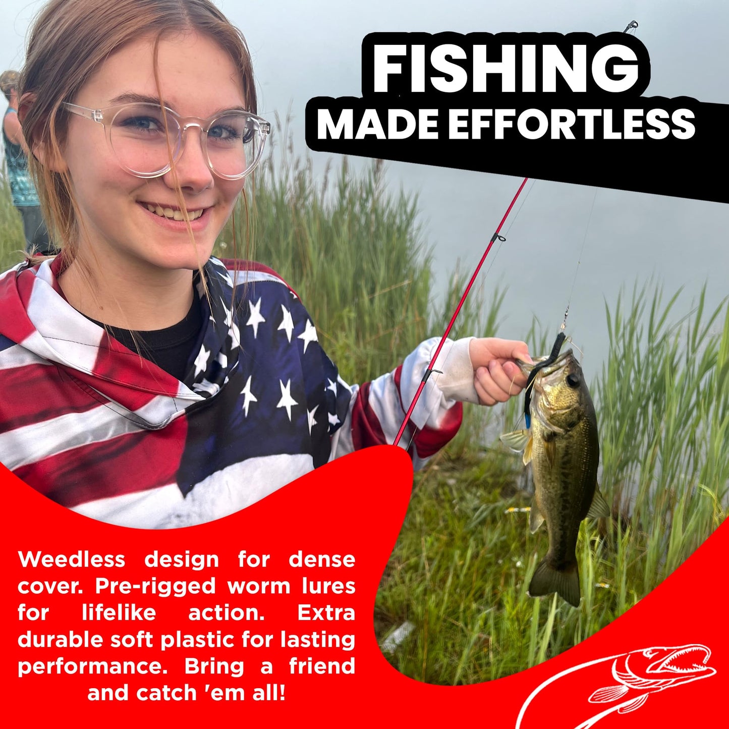 DeLong Lures 10" Pre-Rigged Weedless Swim Bait – Twister Tail Soft Plastic Bass Fishing Lure, Motor Oil, Durable Freshwater Bait, 5-Pack, Made in USA