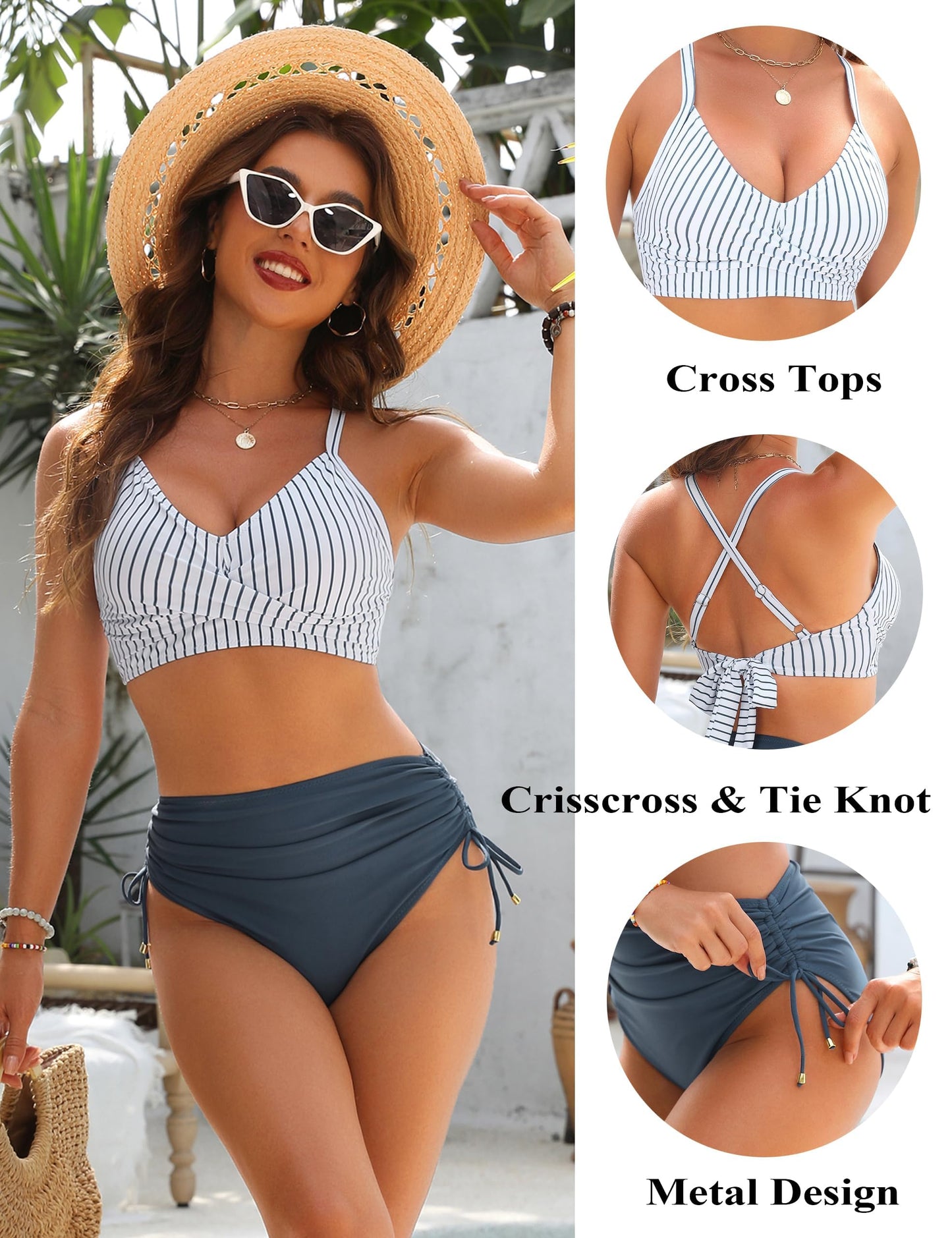 Blooming Jelly Womens High Waisted Bikini Sets Tummy Control Swimsuits 2026