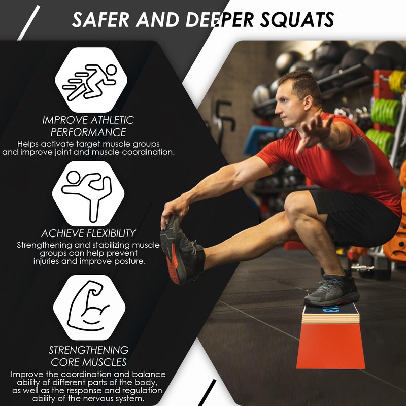EVERYMATE Squat Block Athletic Balance Trainer for Stretching, Fitness, and Physical Therapy, Improve Balance, Stability, and Athletic Performance, Home Gym and Personal Training Equipment (Pink)