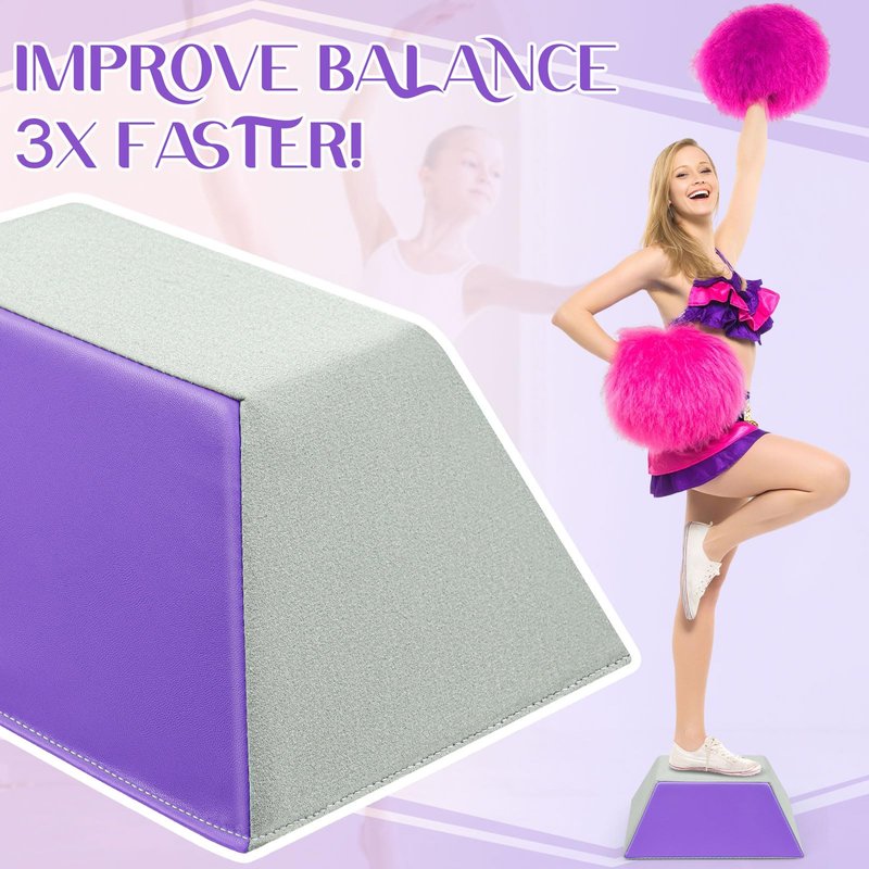 Cheerleading Balance Trainer, Purple, PU Anti-slip, Stunt Stand for Flyers, Balance Training Gymnastics Beam & Core Strength