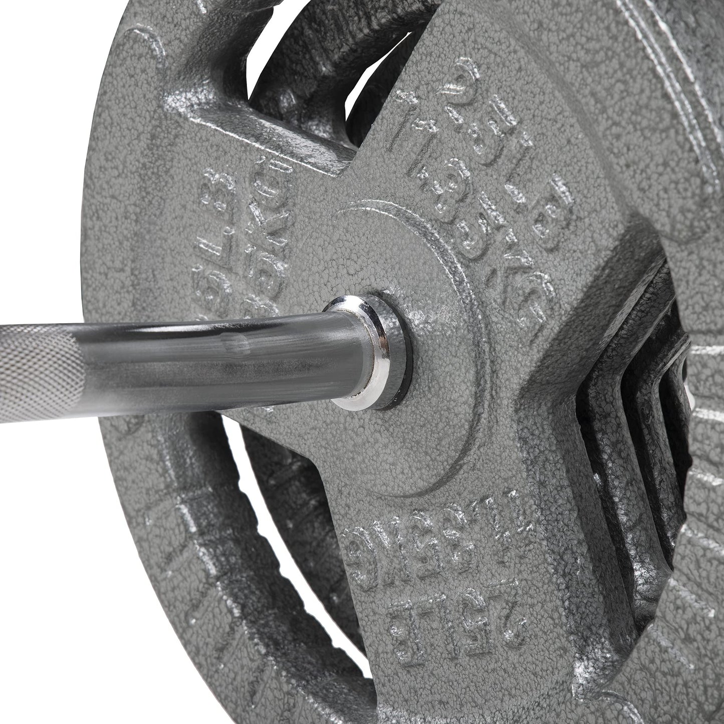 Cast Iron Standard Weight Plates Including 5FT Standard Barbell with Star Locks, 45-Pound Set (35 Pounds Plates + 10 Pounds Barbell), Silver