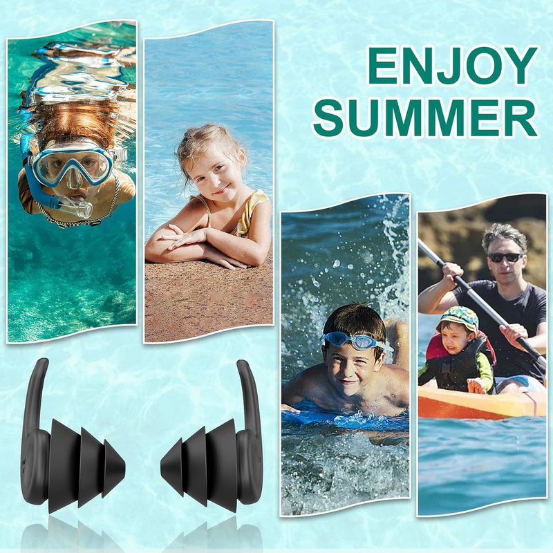 Kids Swimming Ear Plugs - Waterproof Reusable Silicone Earplugs for Boys & Girls | Ages 4-12