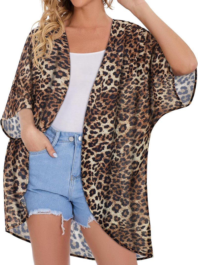 Floral Print Puff Sleeve Kimono Cardigan - Casual Blouse Top for Women | Lightweight & Stylish