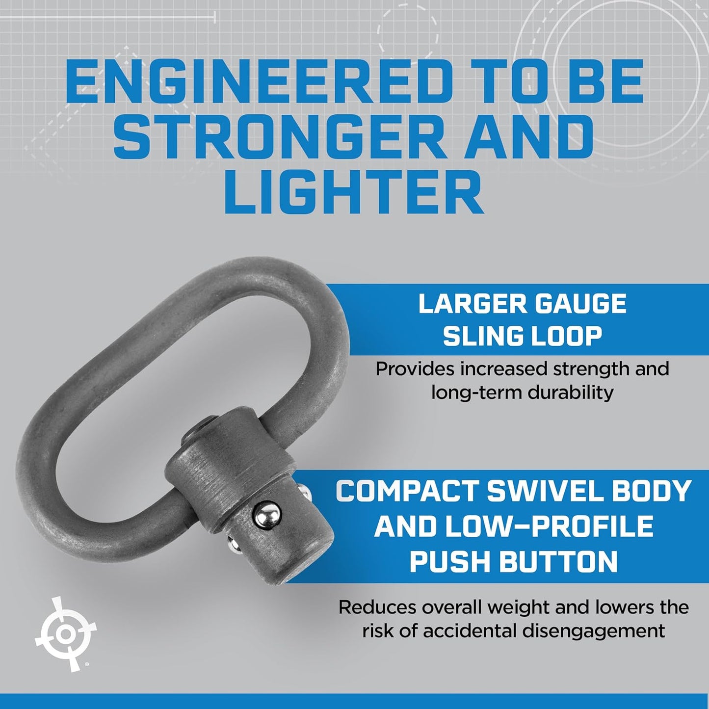 Push Button Sling Swivel - Durable Machined Steel Attachment Hardware for Rifles | Blue