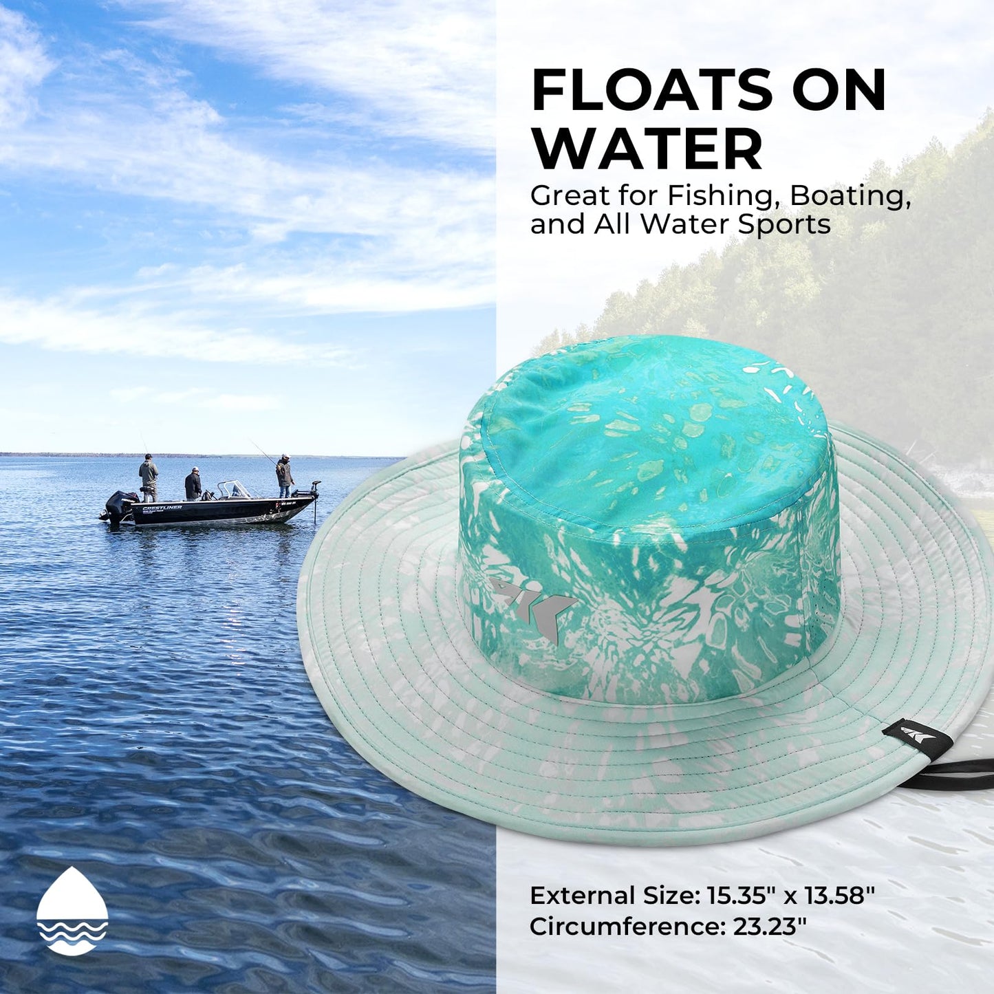KastKing Sol Armis UPF 50 Boonie Hat - Sun Protection Hat, Fishing Hat, Beach & Hiking Hat, Paddling,Prym1 Turquoise Fizz Fade