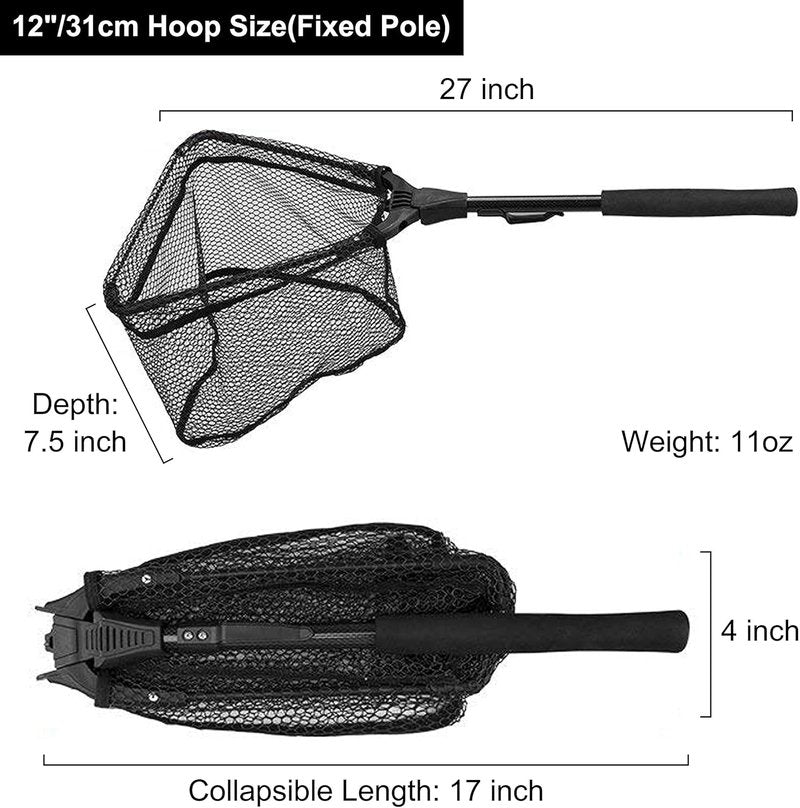Fishing Net - Floating Landing Net with Telescopic Handle | Nylon Mesh for Bass & Trout Fishing in Pond, Lake, River
