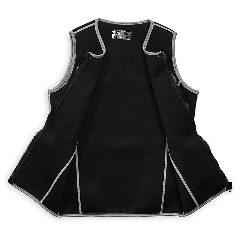 FILA Accessories Men's Sauna Vest - Neoprene Sweat Suit Zipper Tank Top Hot Slimming Body Shaper Waist Trainer for Weight Loss, Running, Walking, Weightlifting, Exercise & Fitness Workouts, Small