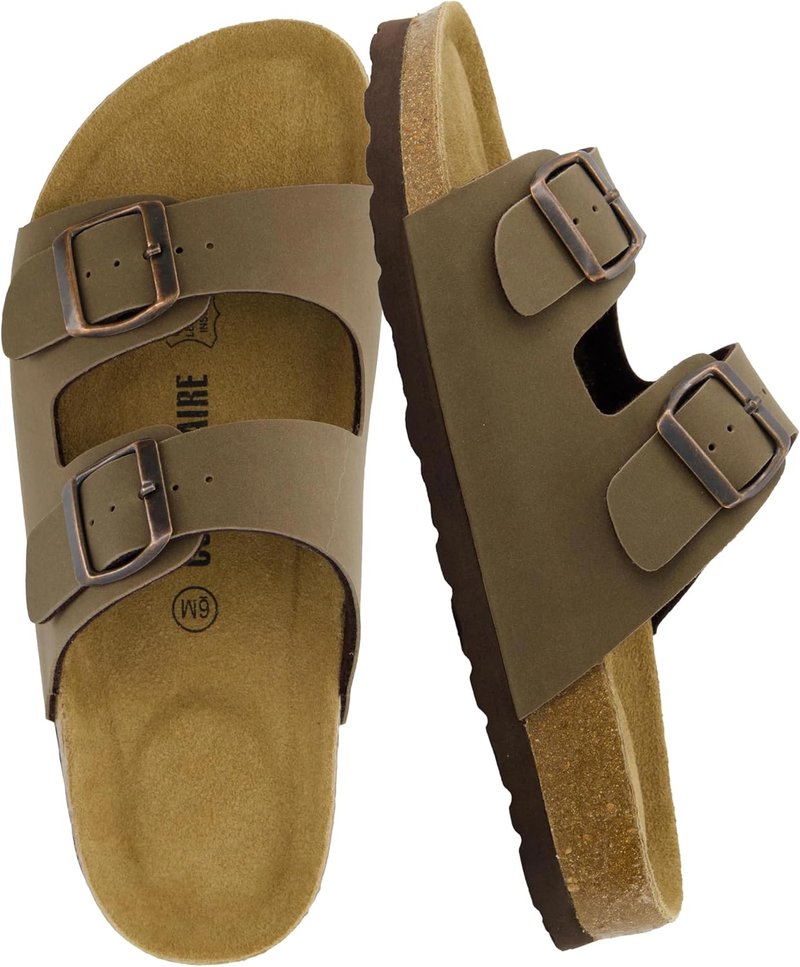 CUSHIONAIRE Lane Cork Footbed Women's Sandals - Comfortable Double Buckle Design with Arch Support | Classic Two Strap Style