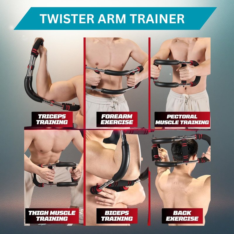 Adjustable Power Twister Arm Trainer 60–110 LB, Upper Body Strength Trainer for Chest & Forearms, Detachable Home Gym Exercise Equipment for Men & Women