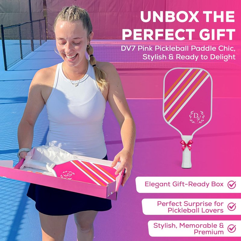 Pink Pickleball Paddle for Women – Beginner Friendly Textured Surface for Control | Lightweight Cute Pickleball Paddle | Stylish Starter Paddle to Build Confidence Fast