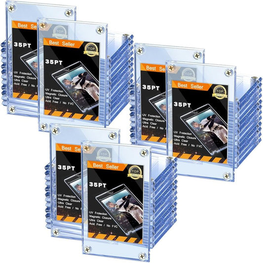 Trading Card Protector - 10 Acrylic Holders for Baseball & Football | 35 Pt Clear Display