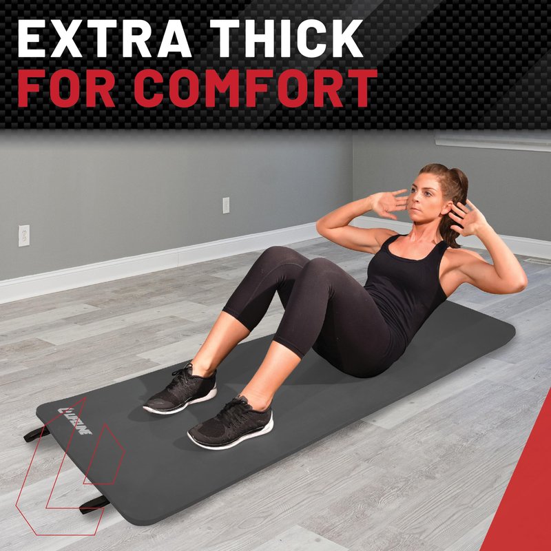 Lifeline Exercise Mat Pro - Extra Thick - Double-Sided with 5/8" Dual Texture Foam for Pilates, Stretching and Bodyweight Training, Charcoal