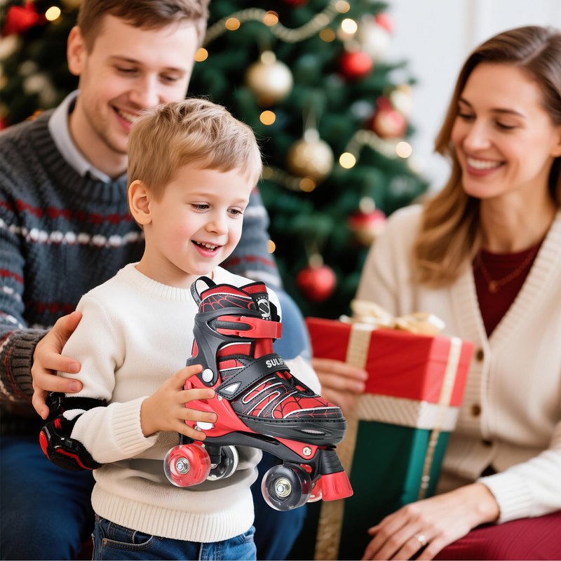 SULIFEEL Adjustable Kids Roller Skates for Boys Ages 3-5 5-8 6-12 with 4 Sizes Adjustable Light up Wheels, Best Children Gift for Beginners Indoor Outdoor Sports