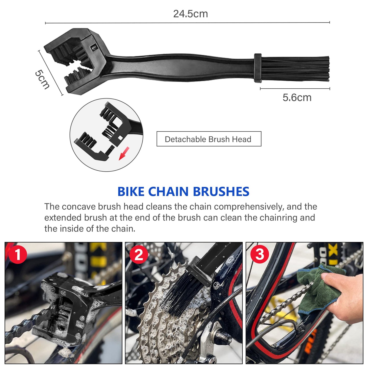 YIMAX Bike Chain Cleaner Set, Bike Cleaners Bicycle Cleaning Kit 100ML Chain Lube and 300ML Cleaning Spray, Bike Cleaner Kit with Brushes Cycling Maintenance, Suitable for All Types of Bike