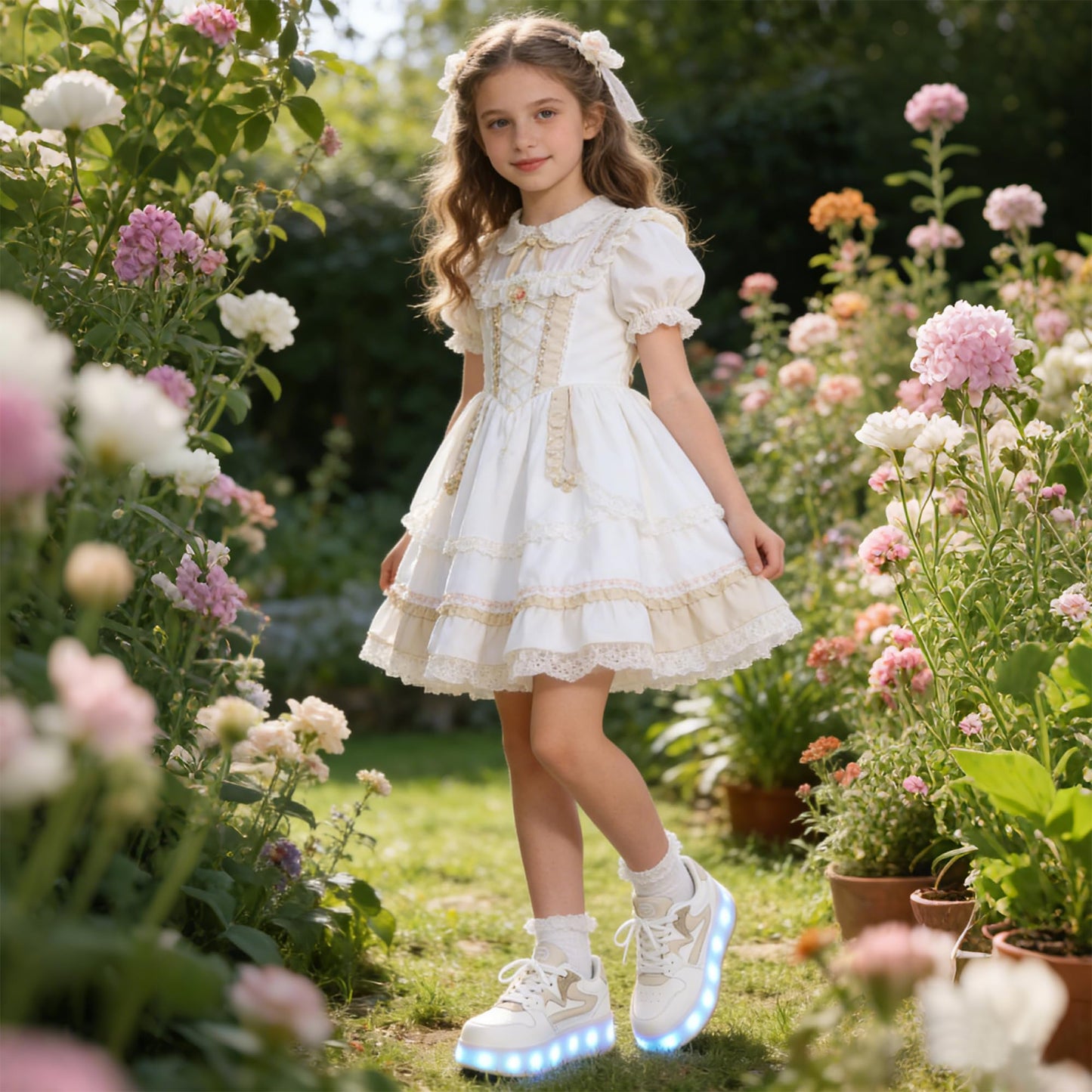 Ufatansy Roller Skates Shoes for Kids Girls Boys 4 Detachable Wheels Roller Sport Shoes 16 Modes Colorful LED Lights Rechargeable Fashion Sneakers Footwear Gifts