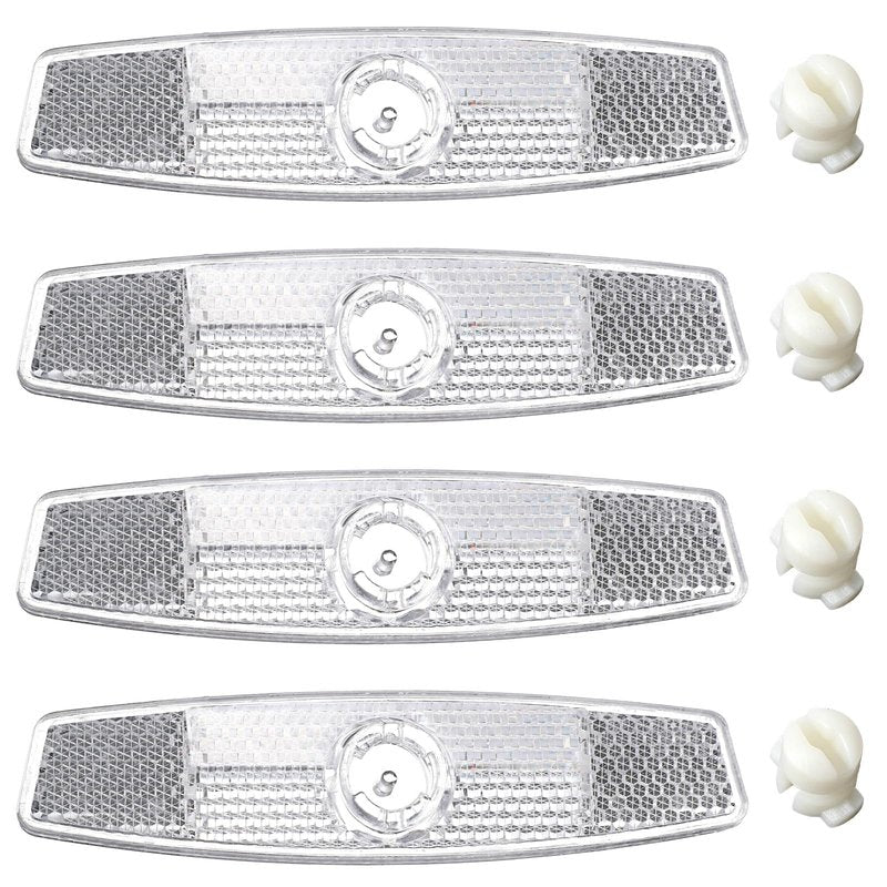 4 PCS Bike Wheel Reflectors, Bicycle Spoke Reflector Bike Front and Rear Reflectors Mountain Bicycle Safety Warning Reflector for Night Cycling, Handlebar, Seatpost Bikes Front and Rear White