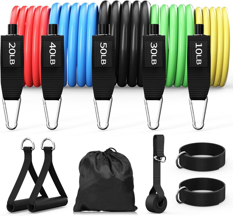 Resistance Bands Set - Versatile Exercise Bands with Handles for Home Gym Workouts | Strength Training Equipment for Men & Women