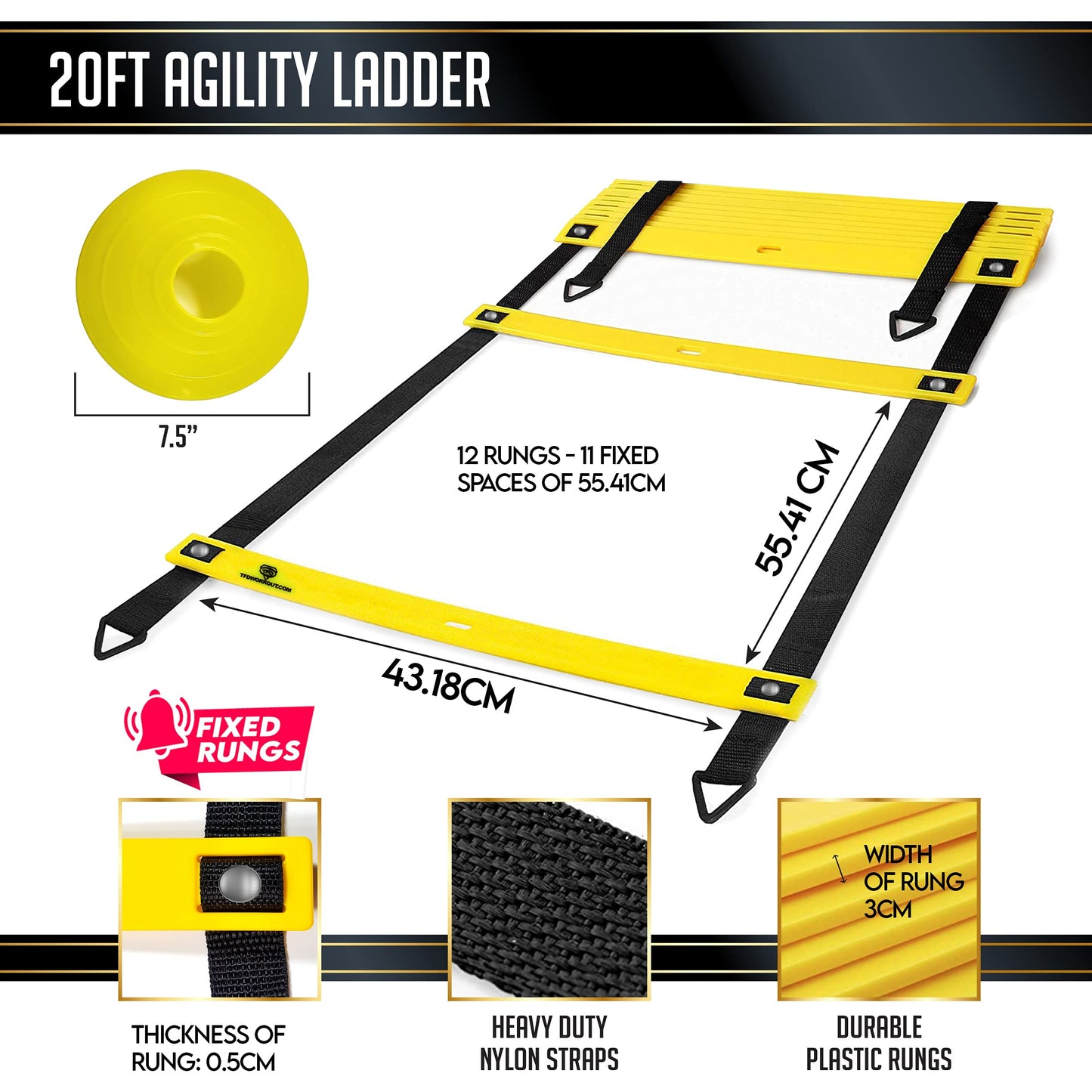 Best Ladder Agility and Speed Training Equipment Set for Improving Footwork, Football, Exercise, Workout – Double Your Athletic Results with Included Ladder Agility and Speed Training Program