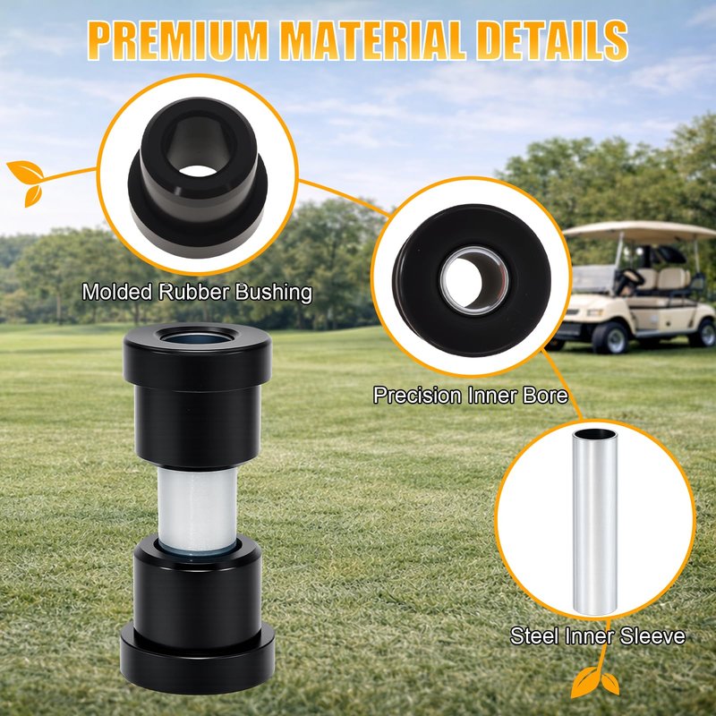 Podoy Golf Cart Leaf Spring Bushings Compatible with EZGO TXT Medalist 1994-Up, Club Car DS 1981-Up, Replace 70289-G02, 70291-G01, 1012303, 1015583 (12pcs Bushings, 6pcs Sleeves)
