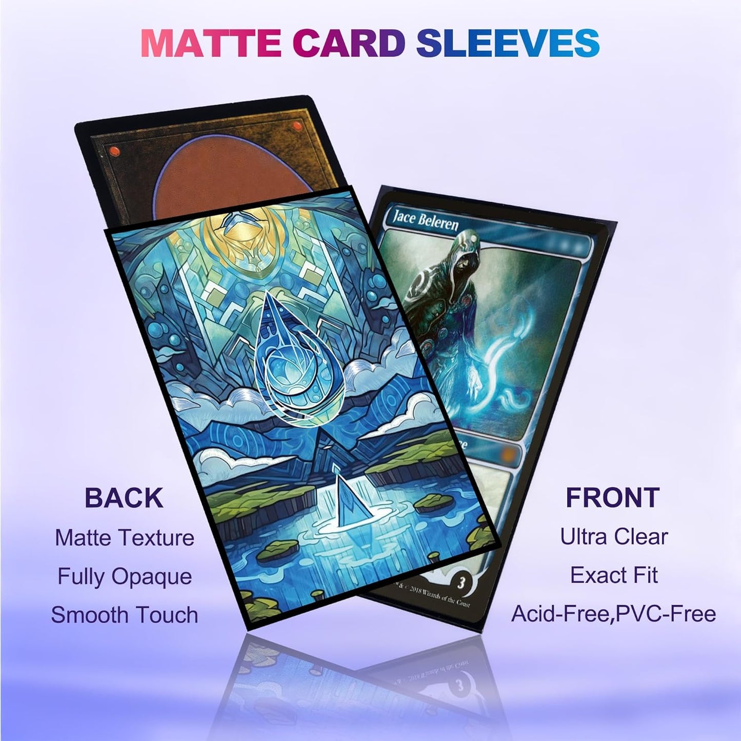 MTG Card Sleeves - 100ct Clear Front & Matte Textured Back - Island Art Deck Protector for Magic The Gathering