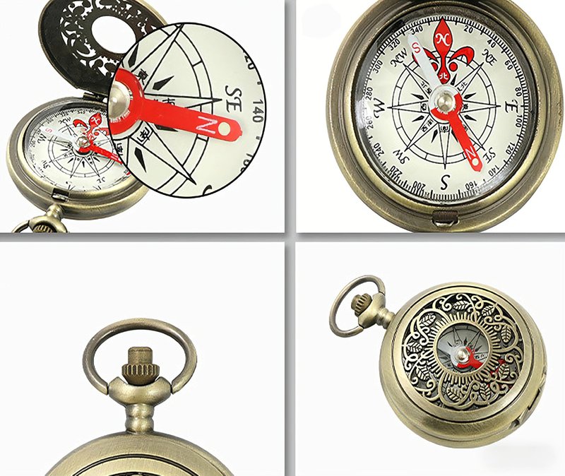 aiGear Retro Pocket Compass, Copper Alloy Compact Portable Waterproof Design for Hiking, Climbing, Camping, Collection and Gift