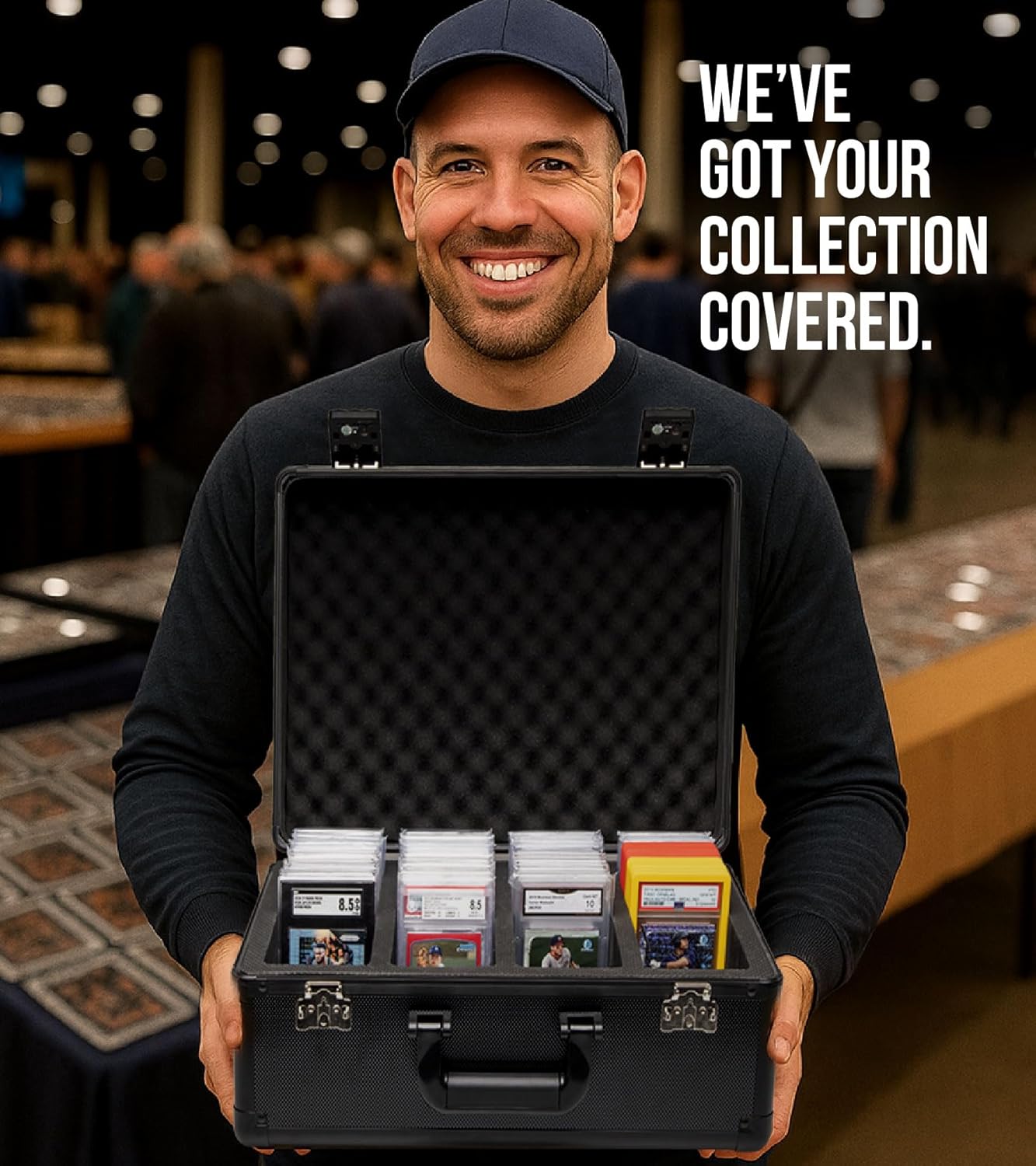 SLAB ARMOR Graded Card Storage Box - Holds 160+ PSA Slabs | Black Case with TSA Approved Lock