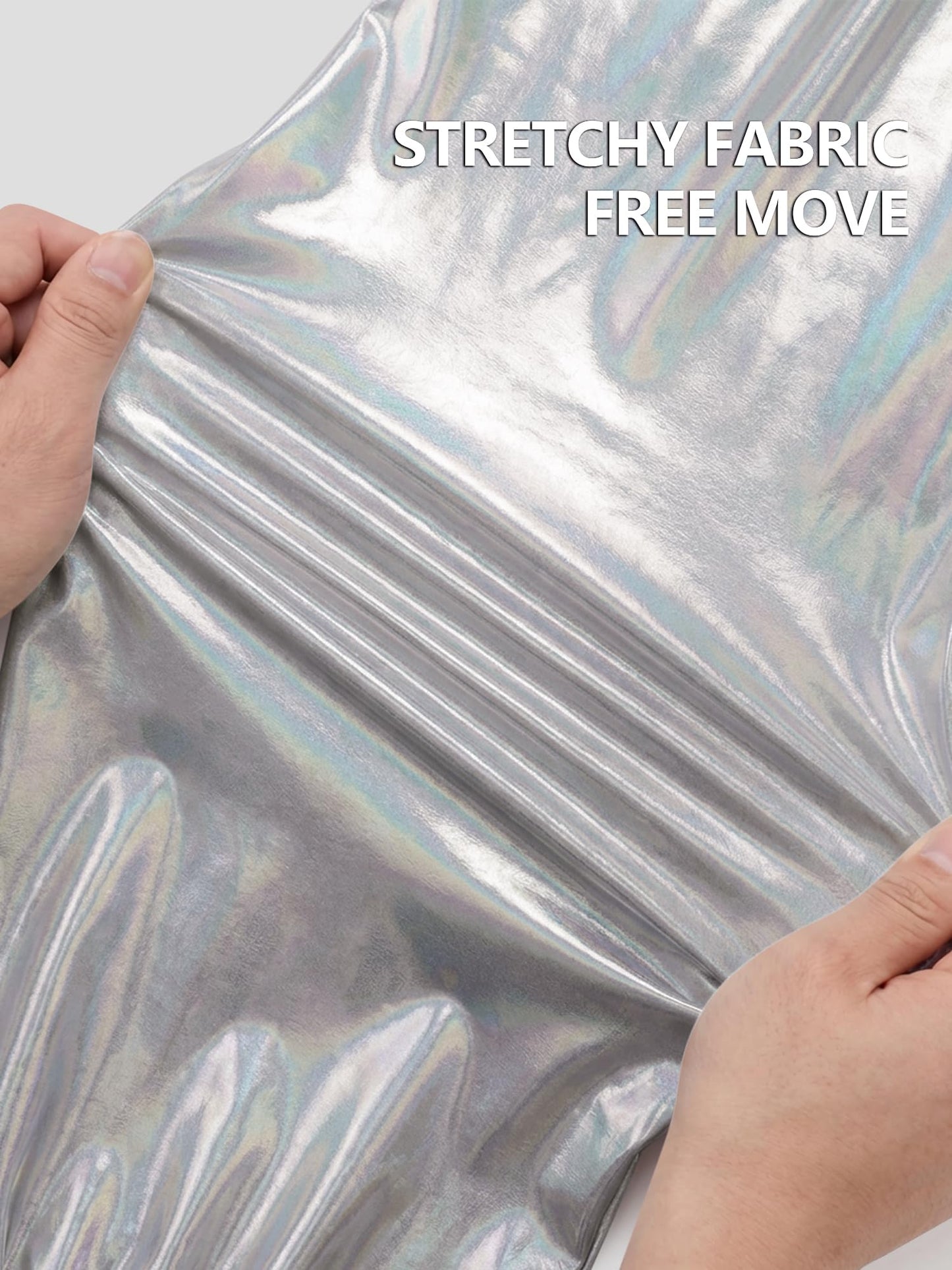 Stelle Girls Metallic Cargo Pants Shiny Hip Hop Dance Joggers Sparkly Stretchy Wide Leg Street Pants for Kids,Holograph Silver,8-9 Years