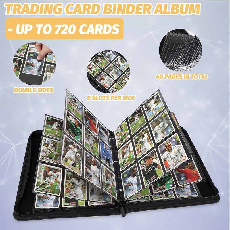 Germun 9 Pocket Card Binder - Premium Zip Trading Card Album for MTG, TCG & Sports Cards | 720 Double-Sided Pockets, Blue