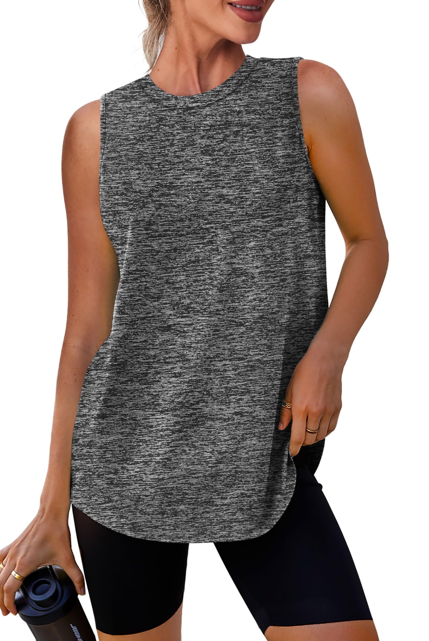 Beach Vacation Essentials Womens Workout Tops Tank Tops Yoga Shirts Athletic Running Sleeveless Gym Clothes Dark Grey XXL