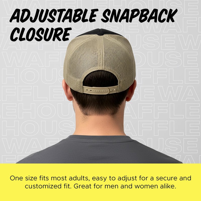 Waffle House Trucker Hat for Men – Garment Washed Mesh Back Cap, Relaxed Fit Adjustable Snapback, Soft Cotton Twill Front, Breathable Casual Trucker Hats