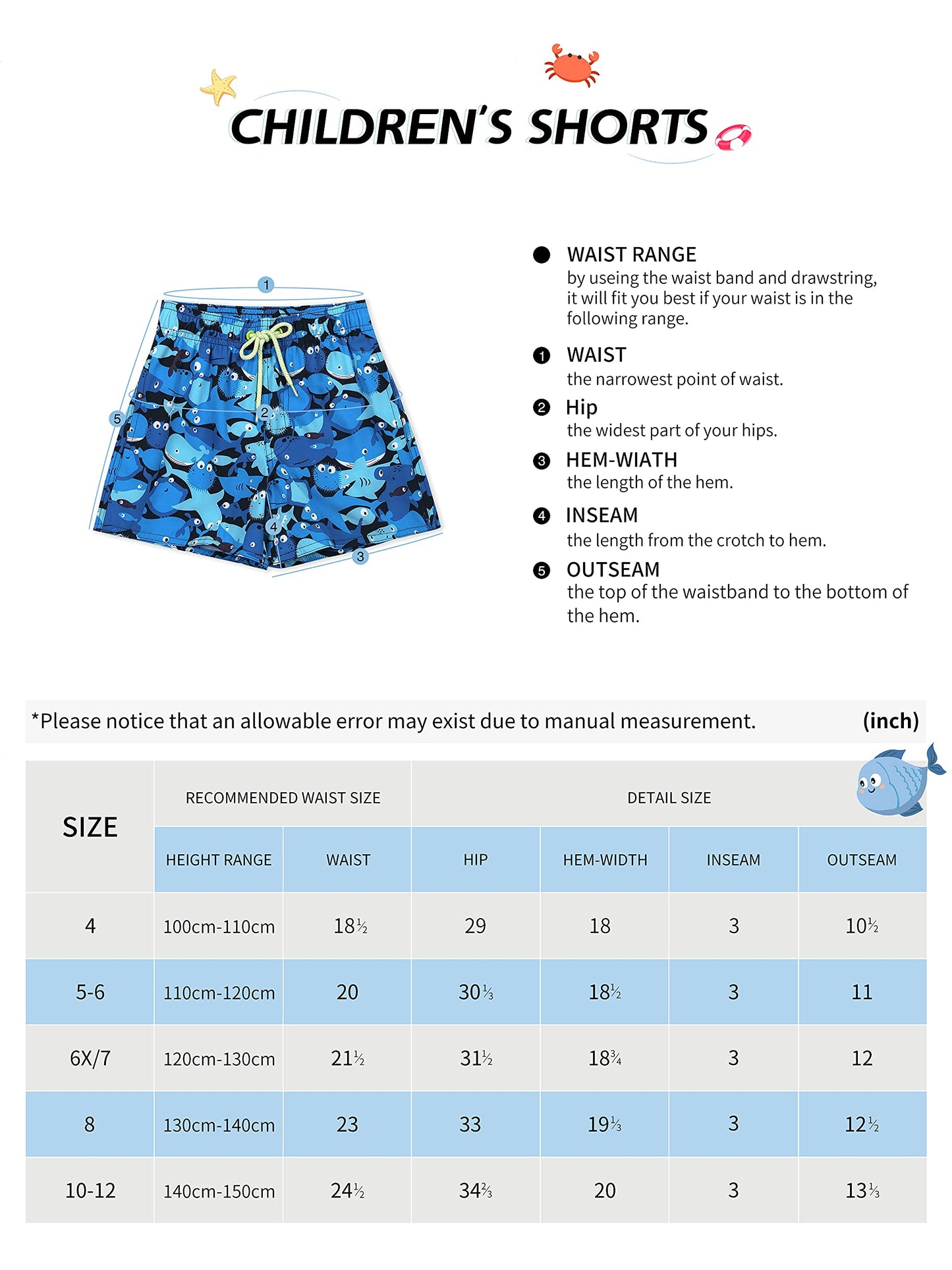 Actleis Boys Swim Trunks Girls Swim Shorts Little Boys Bathing Suit Swimsuit Toddler Boy Swimwear us-al20001 150 Marine Animals