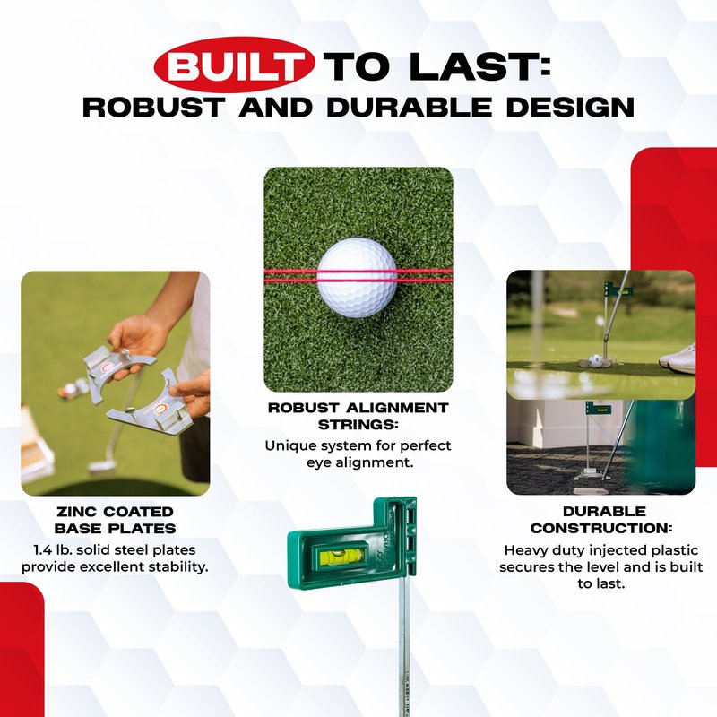 Putting Dragon® America's Premium Golf Training Aid-Perfect Golf Putting Aid for Alignment & Accuracy-Putter Training Aid with Built-in Levels-Durable Elastic Strings and Steel Base with Screws