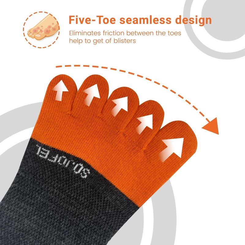 SOJOFEL Men's Ankle Toe Socks - Five Finger Cotton Socks No Show Athletic Running Breathable Mesh Low Cut Quarter Toe Socks Black Size 11-13 5 Pairs