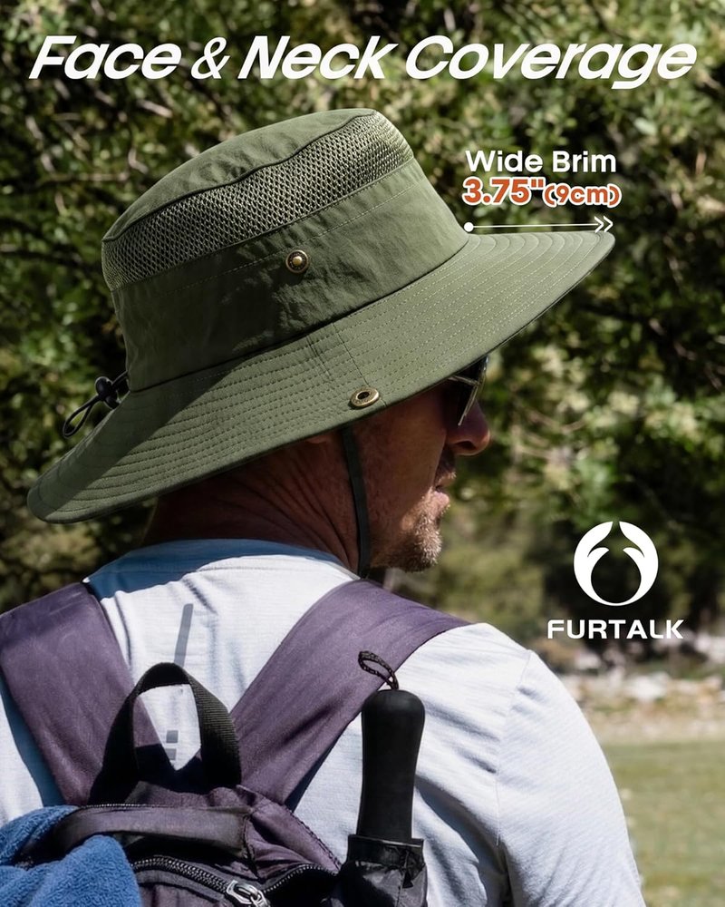 FURTALK Sun Hats for Men & Women | UPF 80+ Breathable Wide Brim Fishing & Hiking Bucket Hat