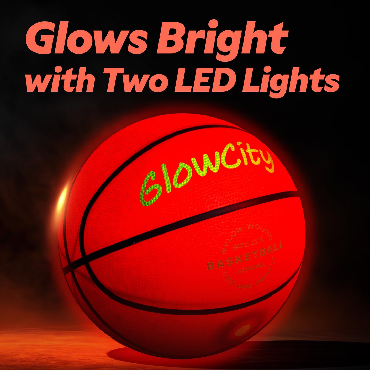 GlowCity Glow in The Dark Basketball - Size 7 Light Up Ball for Teen Boys Gifts, Adults - Red Glow for Outdoor Games - Sports Birthday Gift Ideas for Boys Ages 12 13 14 15 Basketball Gear Accessories