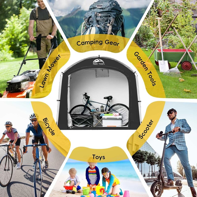 Portable Bicycle Storage Shed Tent - Waterproof 210D Oxford Fabric | Holds 2-8 Bikes, Ideal for Garden Tools & More