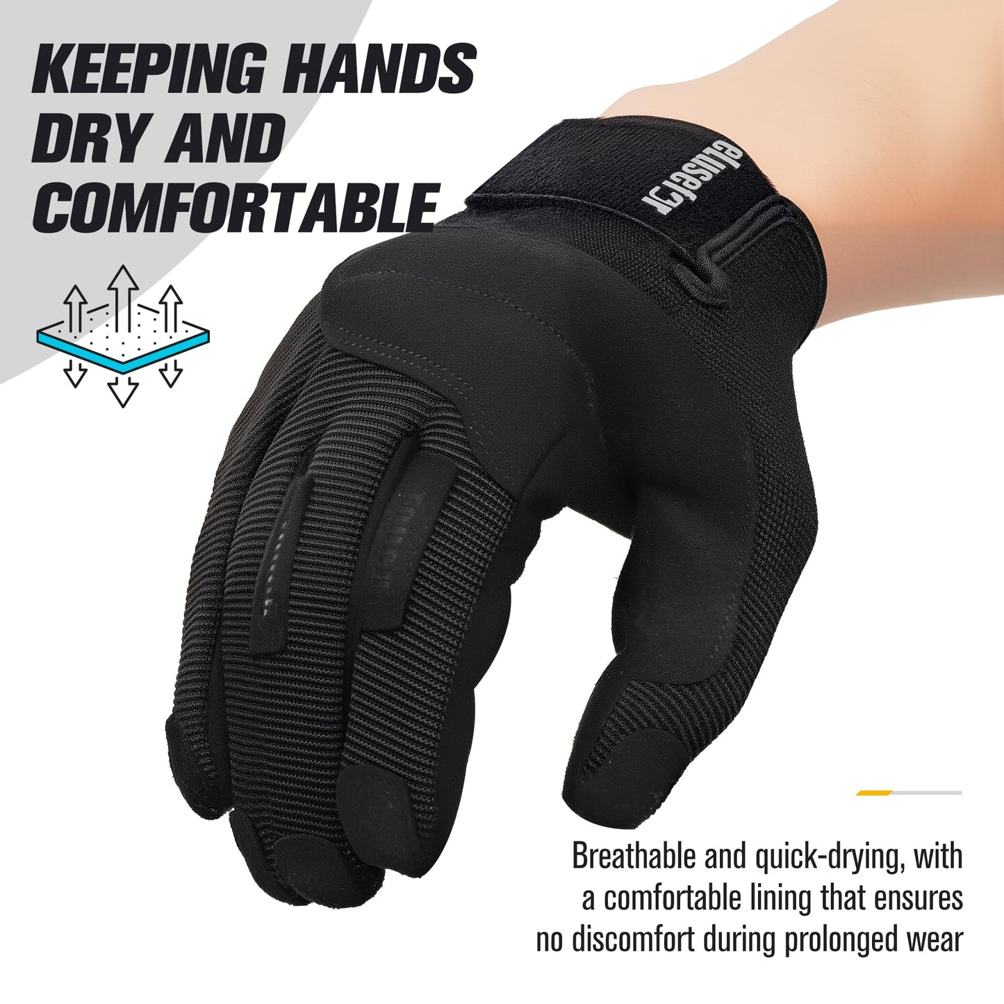 eLusefor Natural Tactile Shooting Glove: Seamless Wrap-Fingers Design,360°Touchscreen Freedom,Customizable Badge|Tactical,Police,Patrol,Law Enforcement Gloves for Men