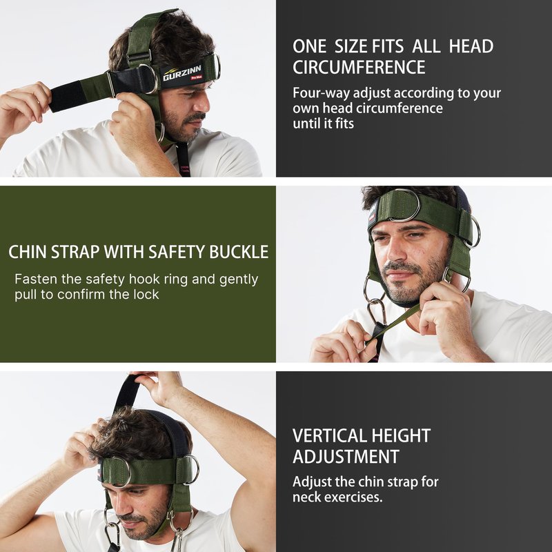 【GurZinn】 Neck Harness Trainer - Adjustable 40" (100cm) Heavy Duty Rope & Neoprene Padding | Improve Neck Strength & Reduce Neck Pain | Gym & Home Use