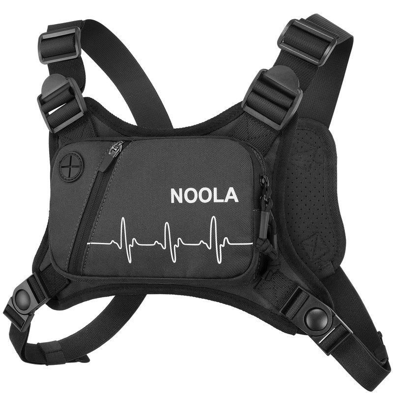 NOOLA Running Chest Pack, Running Vest for Men Women with Reflective Back, Lightweight Sport Chest Bag for Runners, Cycling, Biking, EDC Pouch, Phone Holder Carrier for Jogging, Black
