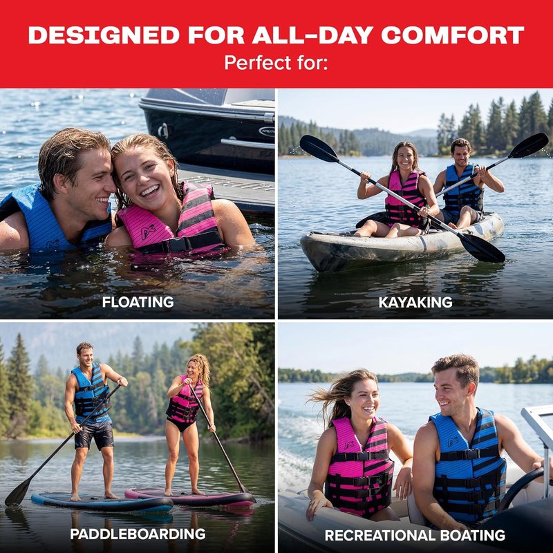 Airhead Life Jacket - USCG Approved Watersports Vest for Adults & Kids | Ideal for Boating, Tubing & Swimming