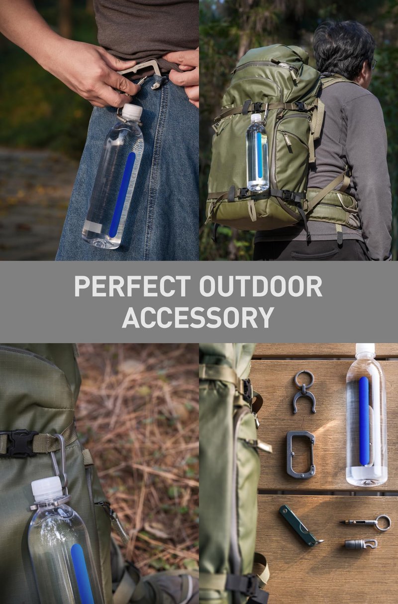 KEEPO LINK Titanium Water Bottle Holder, Keychain Water Bottle Clip for Everyday Carry Outdoor Hiking & Climbing, OLT04 (With carabiner)